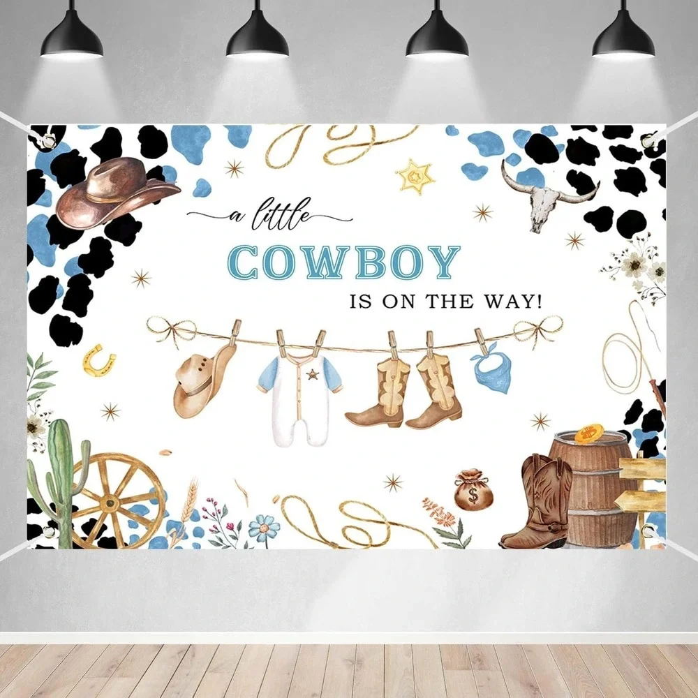 771 pc Cowboy Baby Shower Decorations Little Cowboy Raffle Box Banners Favors ++